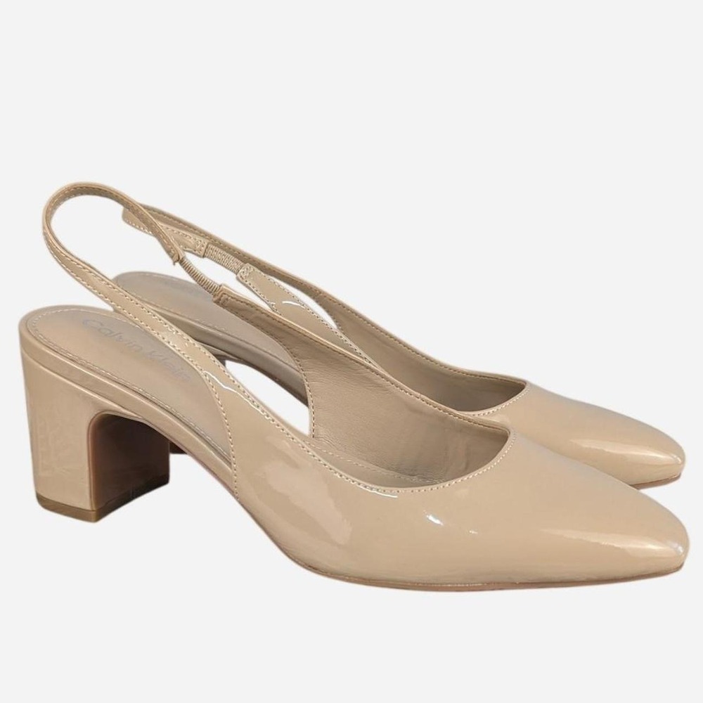 Calvin Klein Scarlet Slingback Pumps Nude Patent 7.5 - Picture 9 of 9